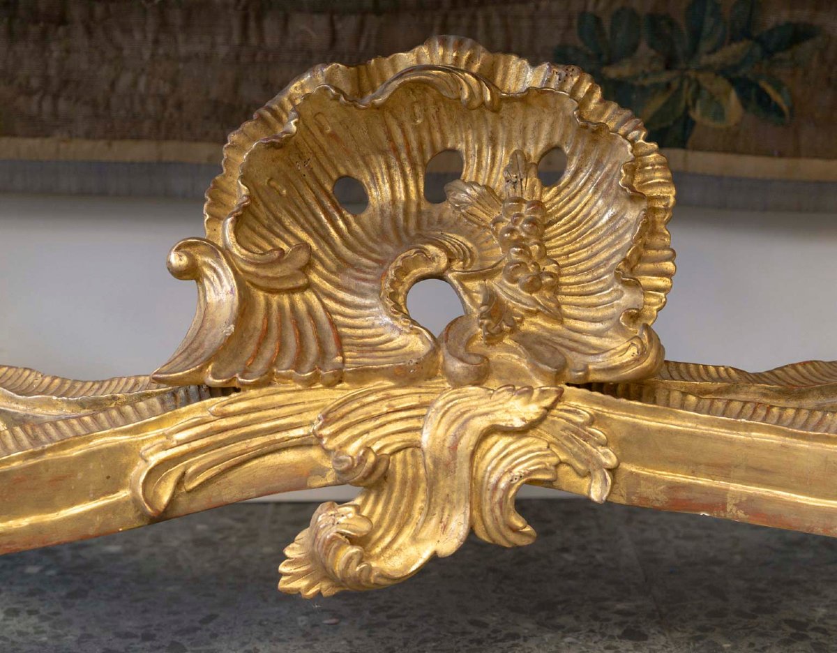 Important Palace Console In Gilded Wood Genoa 19-20th Century-photo-2