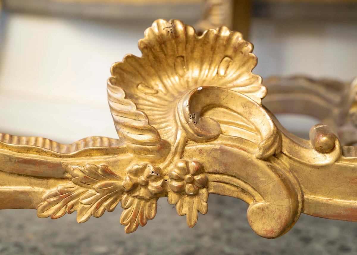 Important Palace Console In Gilded Wood Genoa 19-20th Century-photo-6