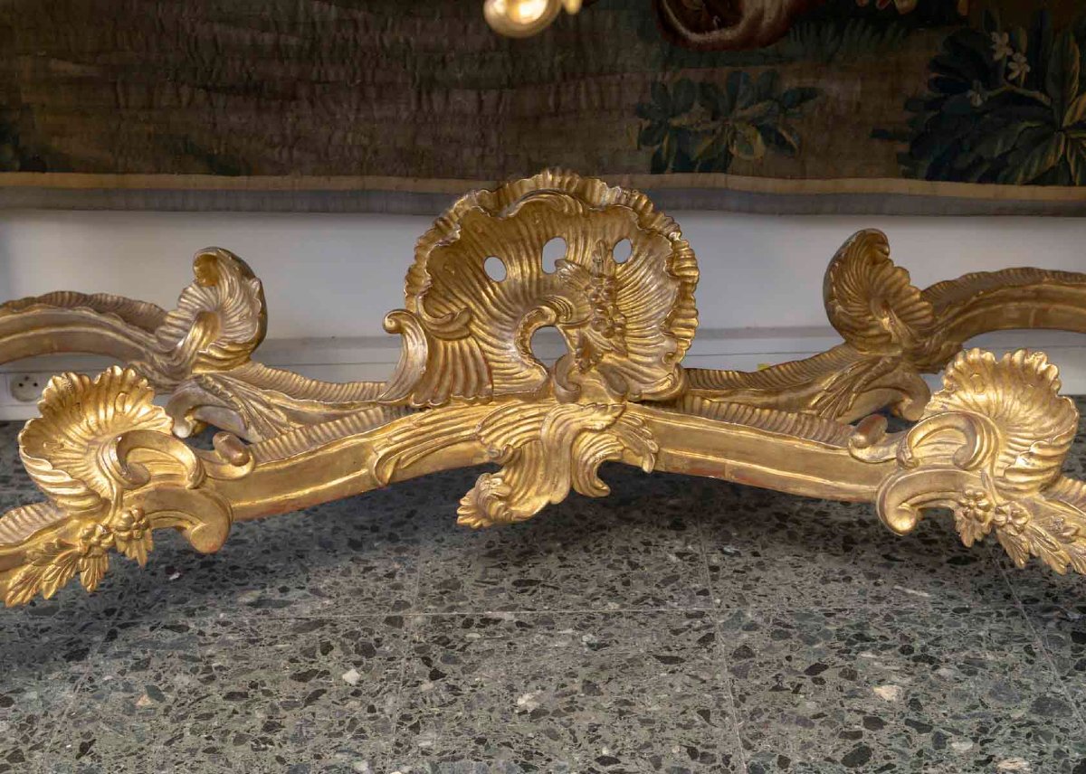 Important Palace Console In Gilded Wood Genoa 19-20th Century-photo-8