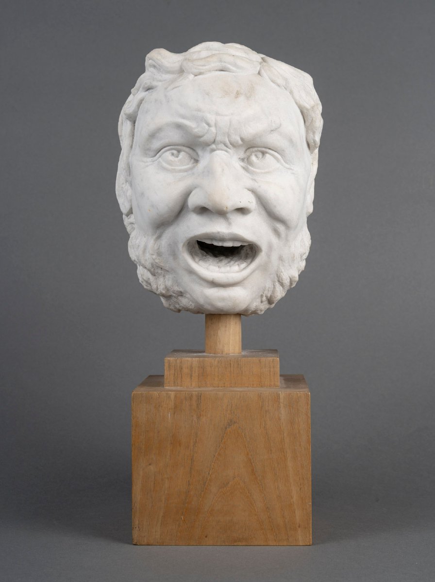 Bouche de fontaine à tête de faune en marbre blanc Italie XIXeme -photo-2