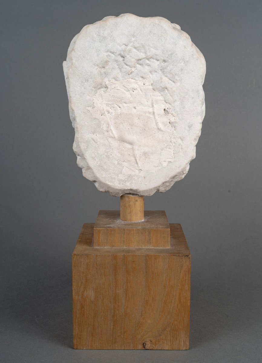 Bouche de fontaine à tête de faune en marbre blanc Italie XIXeme -photo-4