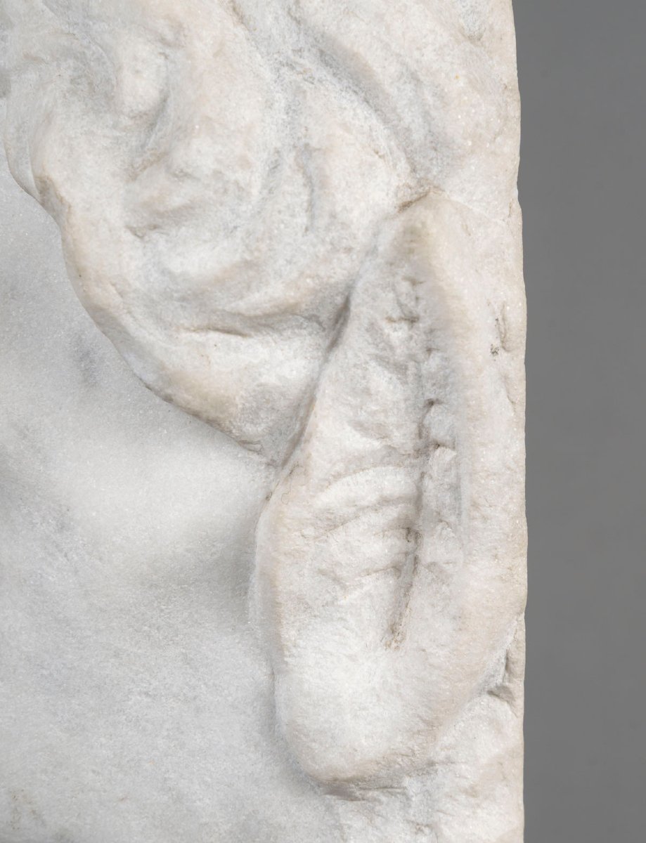 Bouche de fontaine à tête de faune en marbre blanc Italie XIXeme -photo-6