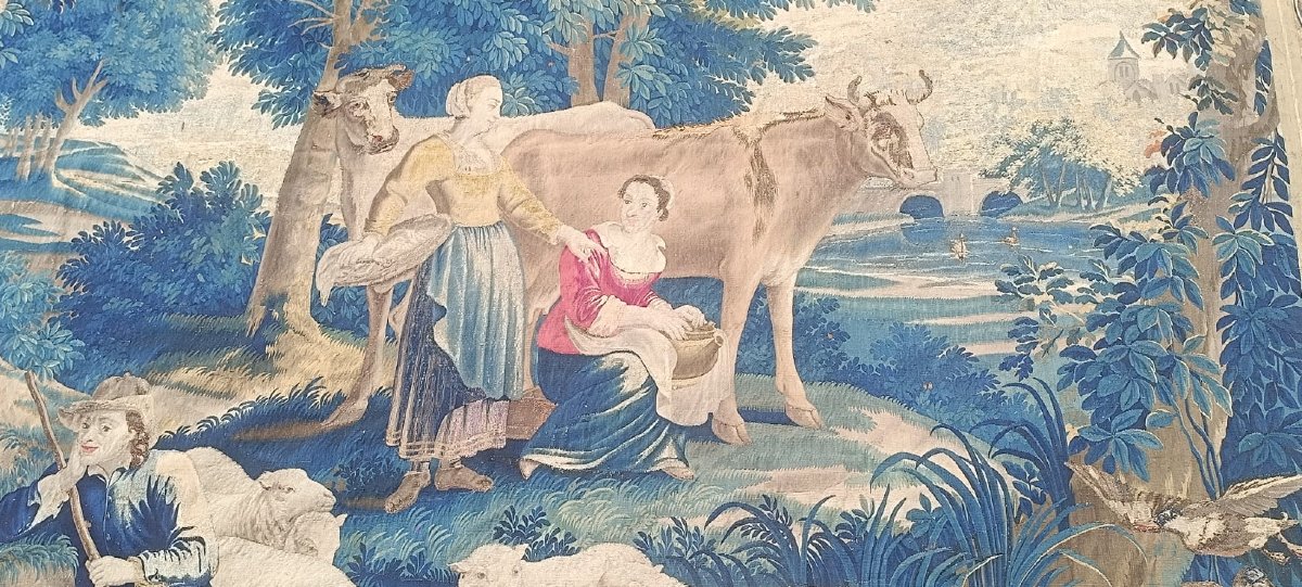  Large, Fine Tapestry Depicting A Pastoral Scene After David Teniers-photo-1