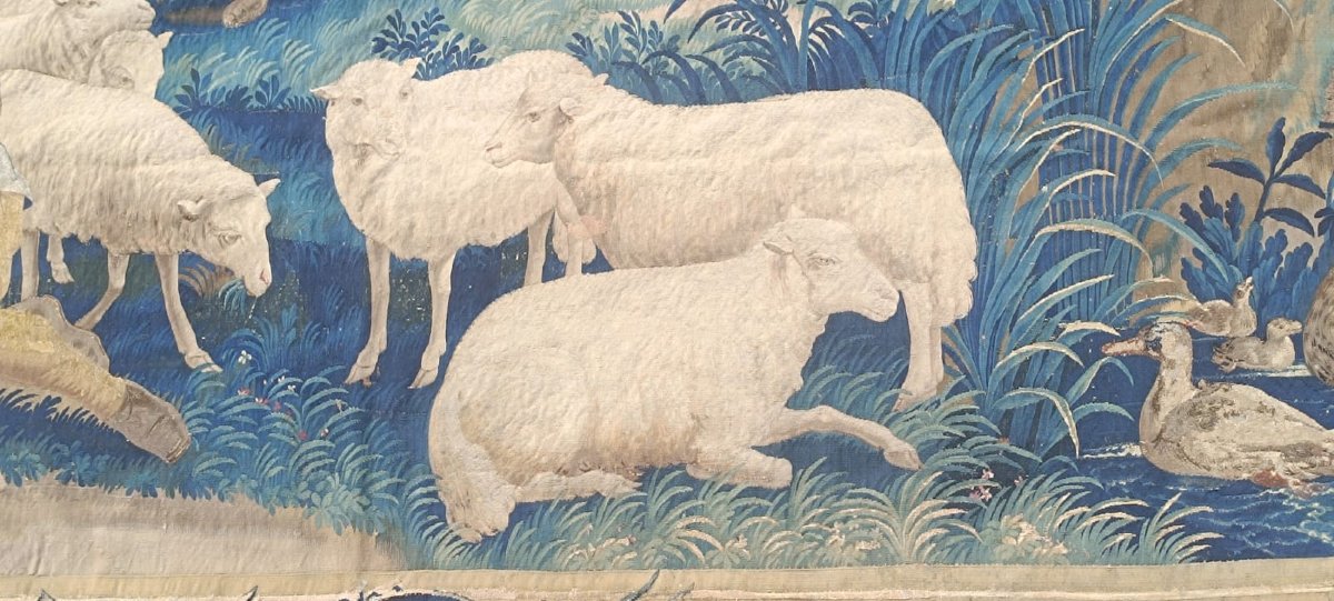  Large, Fine Tapestry Depicting A Pastoral Scene After David Teniers-photo-2