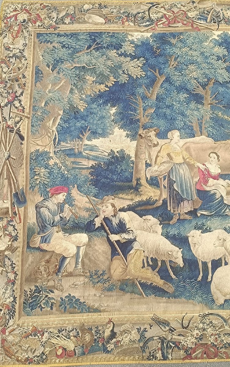  Large, Fine Tapestry Depicting A Pastoral Scene After David Teniers-photo-4