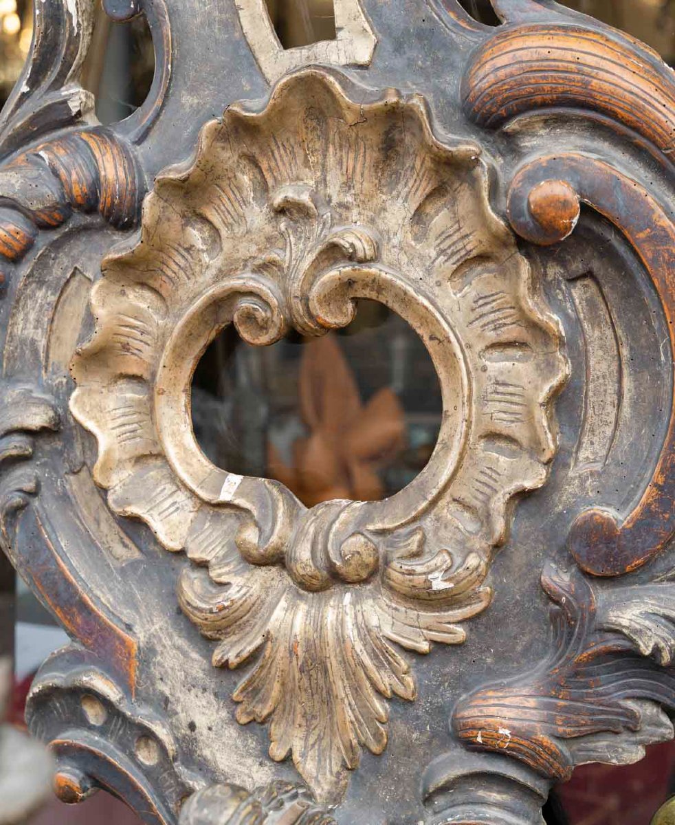 Importante paire d'appliques de Palais en bois rechampi  Italie XVIIIeme -photo-4