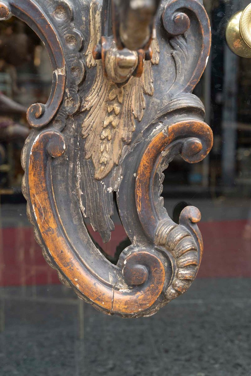 Importante paire d'appliques de Palais en bois rechampi  Italie XVIIIeme -photo-5