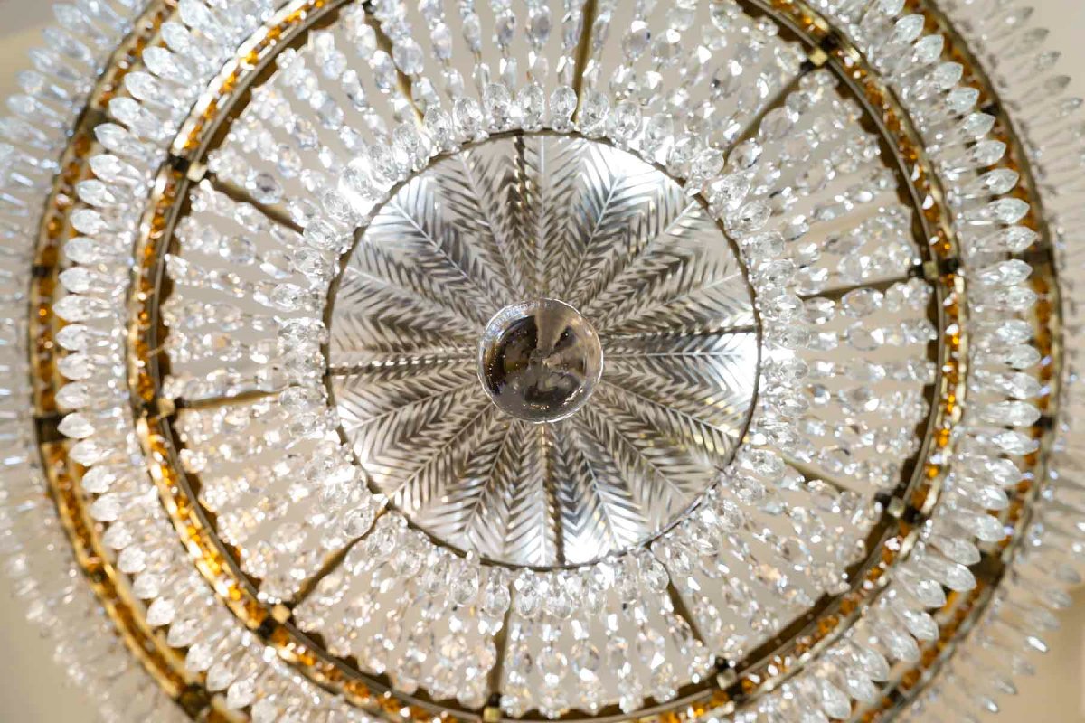Large Circular Ceiling Light In Bronze And Crystal-photo-2