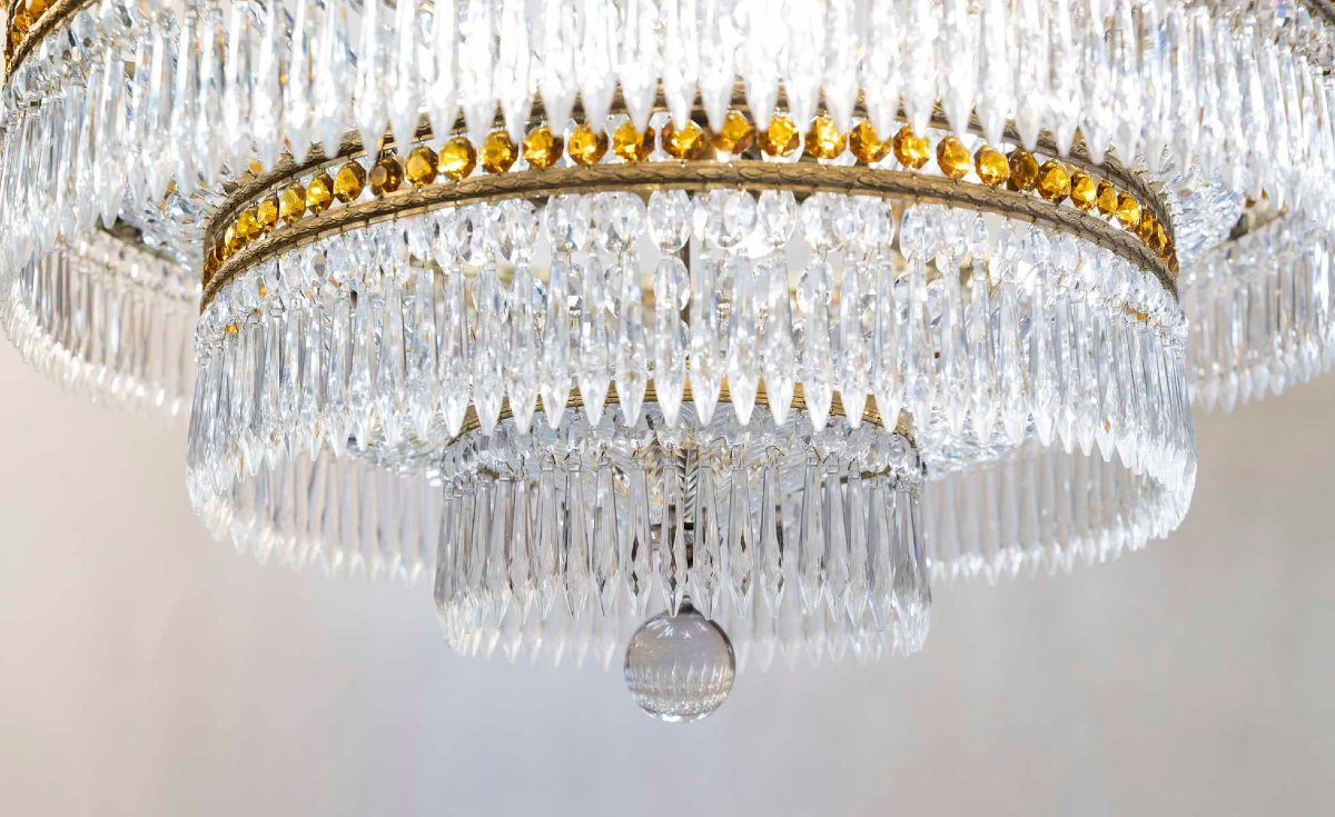 Large Circular Ceiling Light In Bronze And Crystal-photo-4