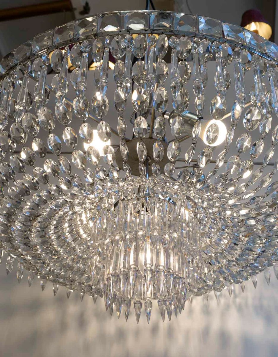 Early 20th Century Crystal Ceiling Light.-photo-3