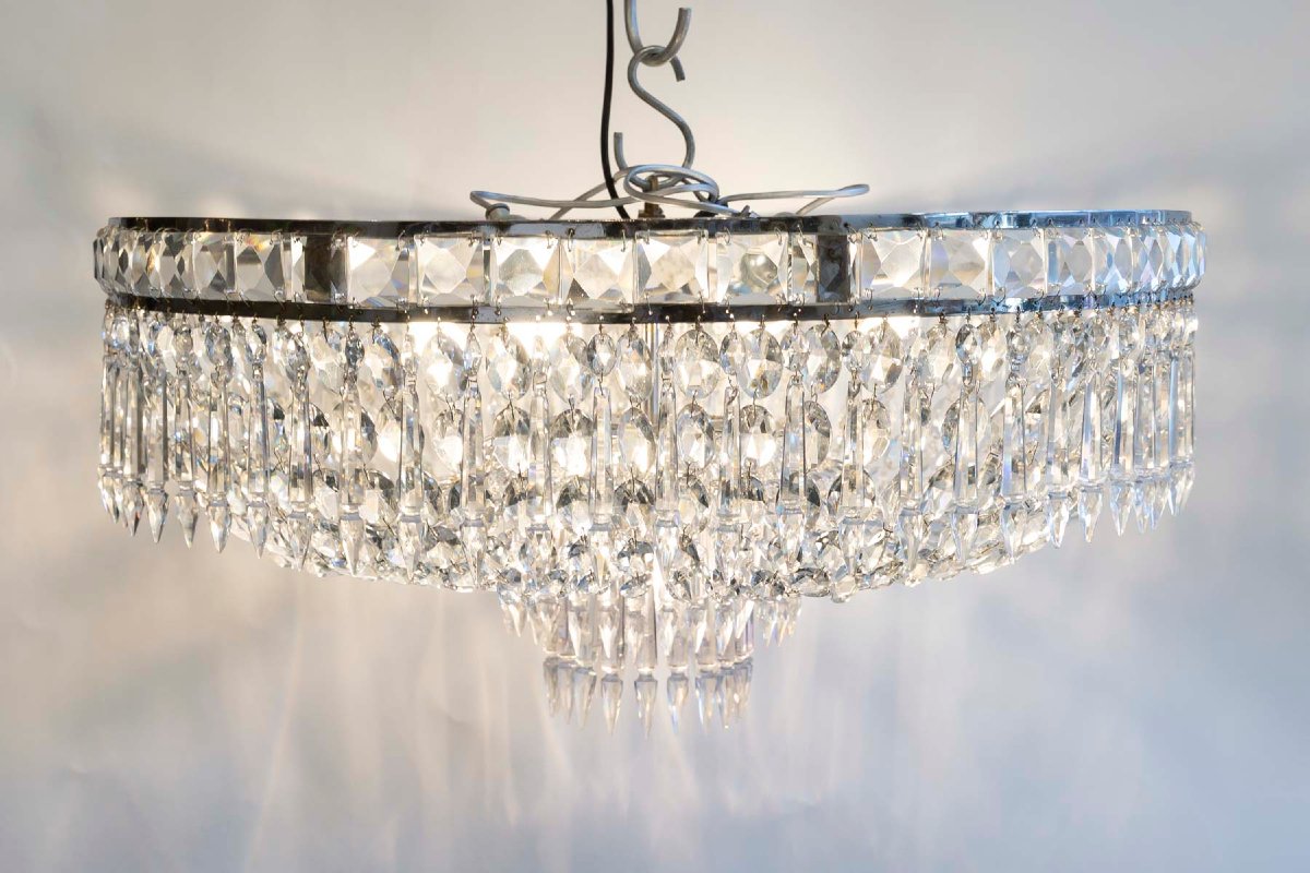 Early 20th Century Crystal Ceiling Light.