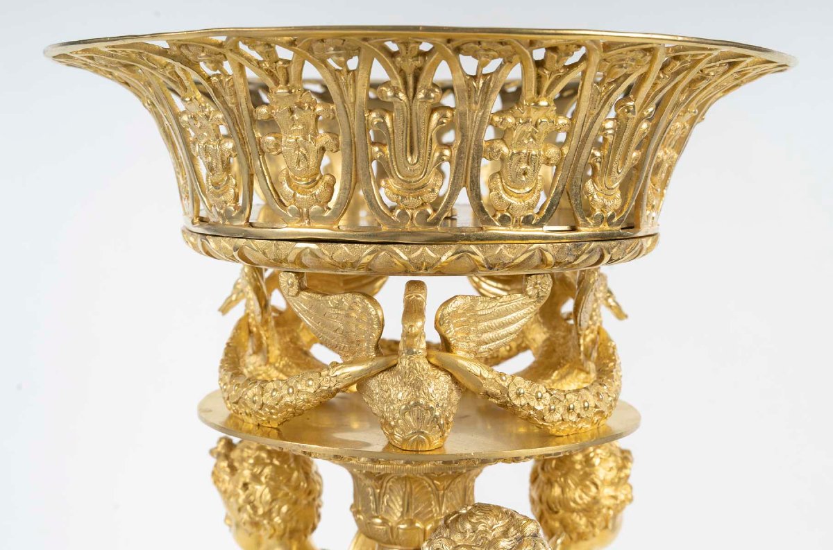 Important centre de table en bronze doré attribué à Pierre Philippe THOMIRE  Epoque Empire -photo-3