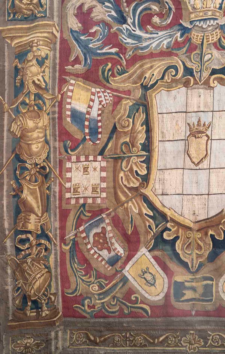 Tapisserie Héraldique aux armes  Juan de Toledo y Meneses Bruxelles Brabant XVIIÈME -photo-5
