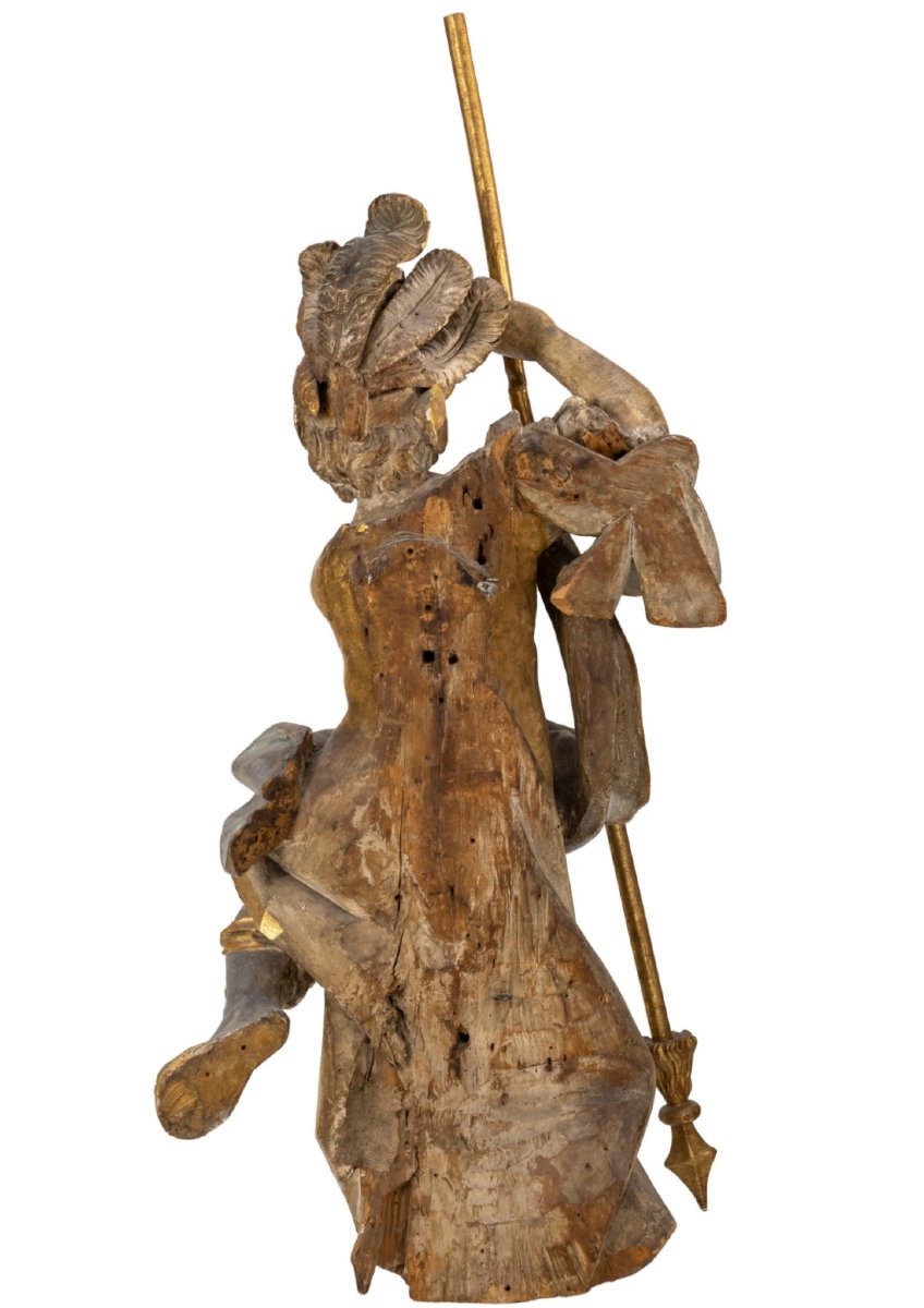 Important Carved And Gilded Wooden Halberd. Tyrol, Louis XIV Period -photo-2