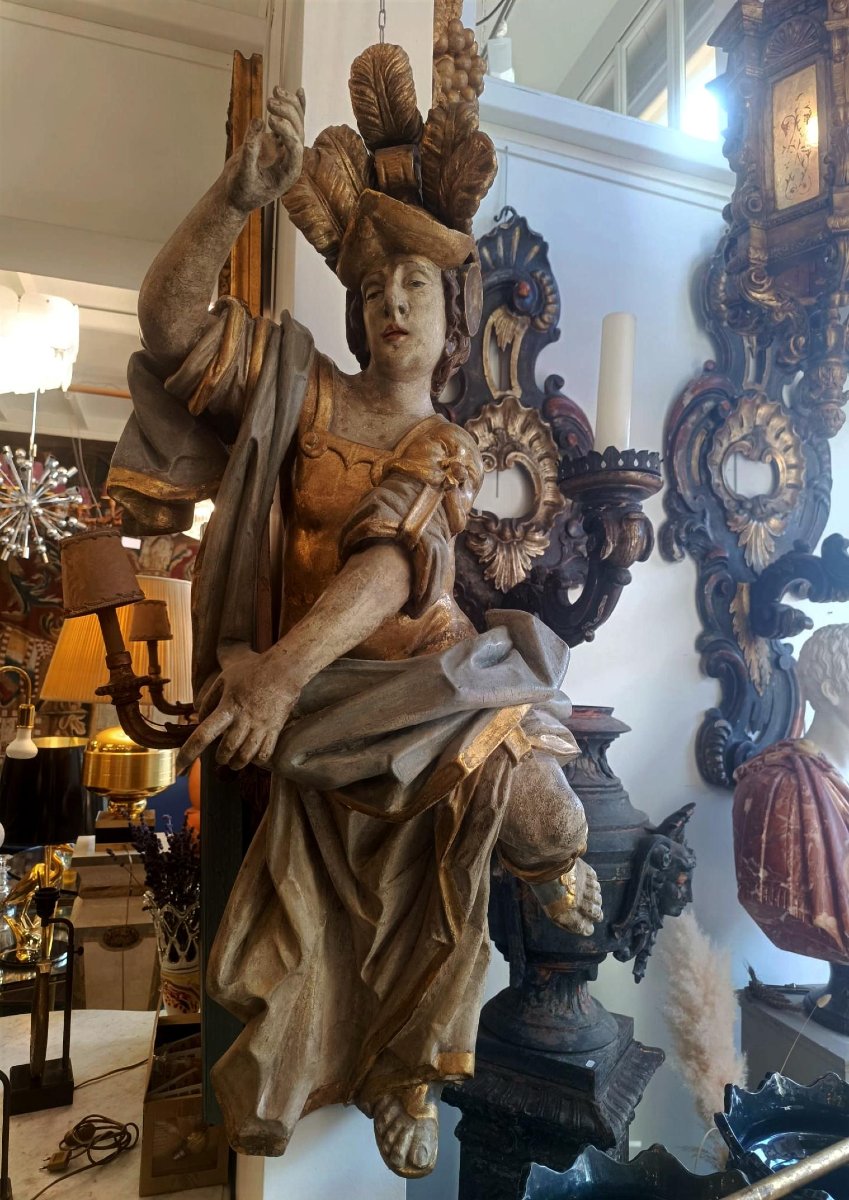 Important Carved And Gilded Wooden Halberd. Tyrol, Louis XIV Period -photo-3