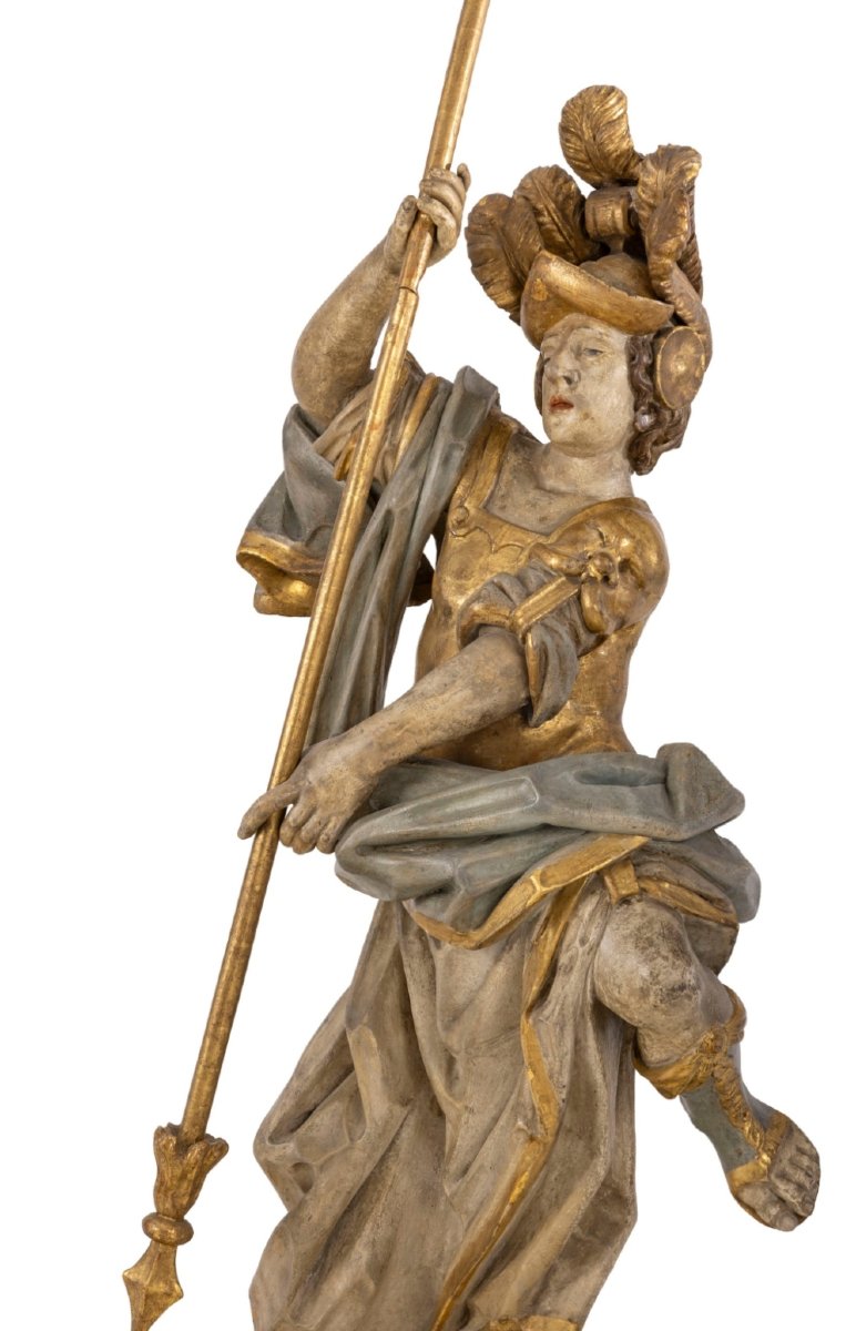 Important Carved And Gilded Wooden Halberd. Tyrol, Louis XIV Period -photo-4