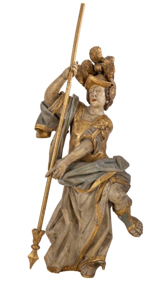 Important Carved And Gilded Wooden Halberd. Tyrol, Louis XIV Period 