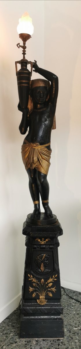 Nubian Torchère In Cast Iron Period Late 19th-photo-2