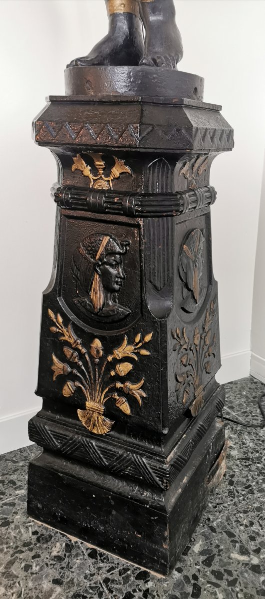 Nubian Torchère In Cast Iron Period Late 19th-photo-2