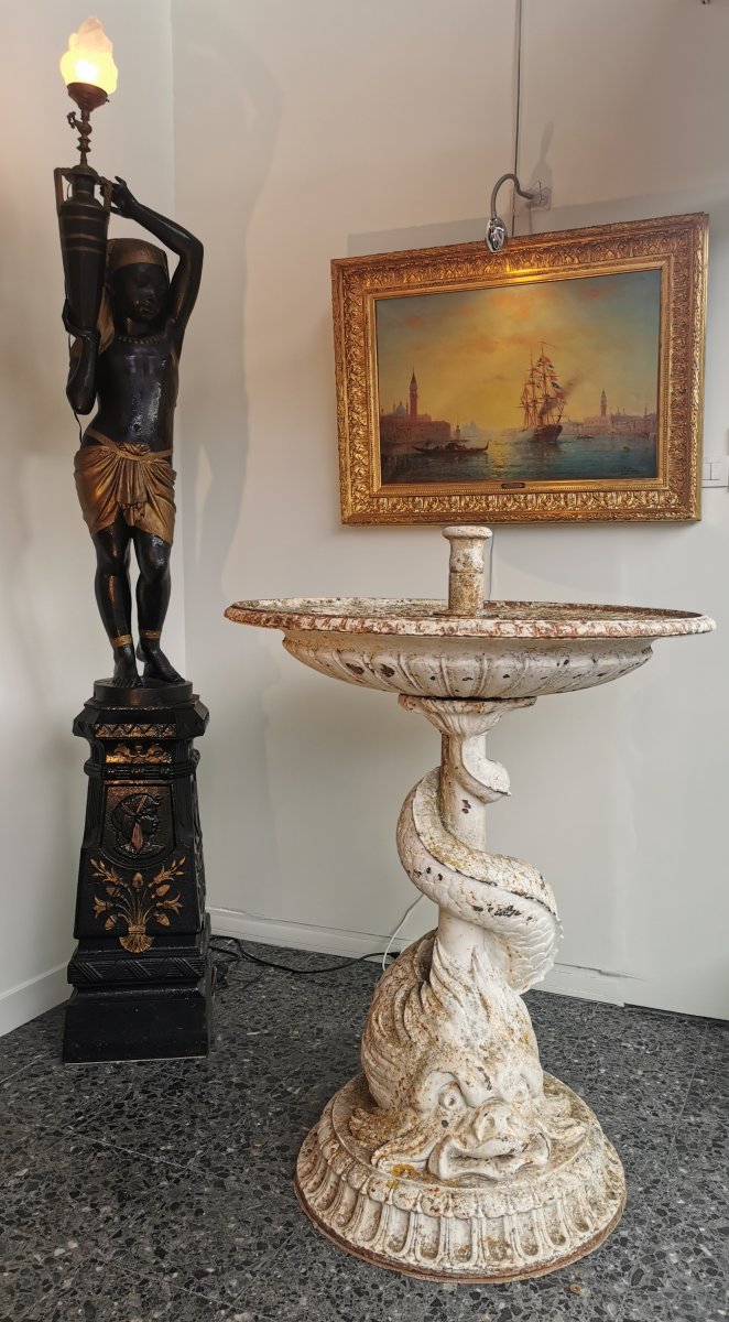 Nubian Torchère In Cast Iron Period Late 19th-photo-3