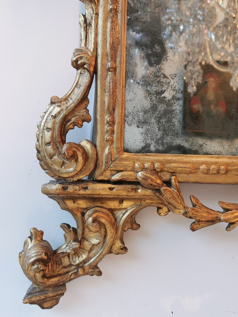 18th Century Italian Mirror In Golden Wood.-photo-3