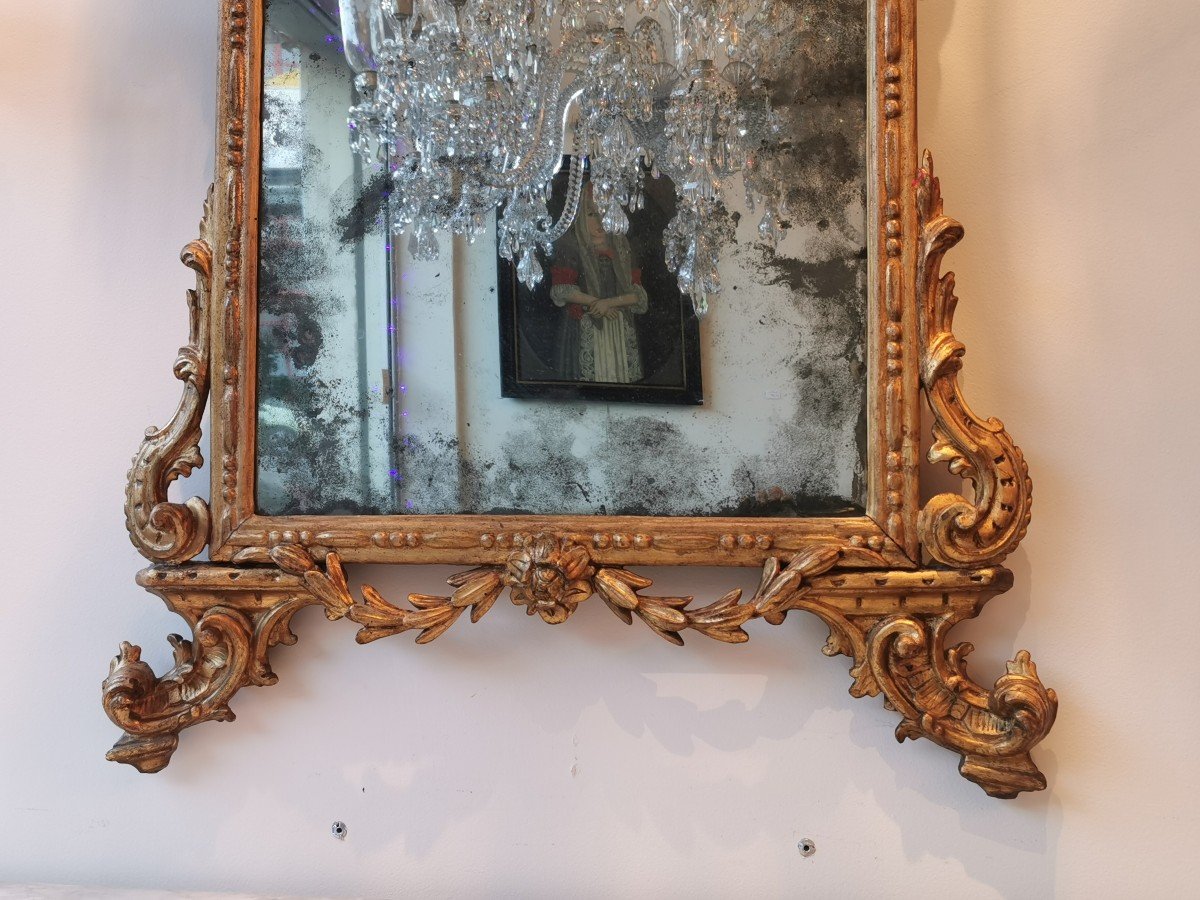 18th Century Italian Mirror In Golden Wood.-photo-4