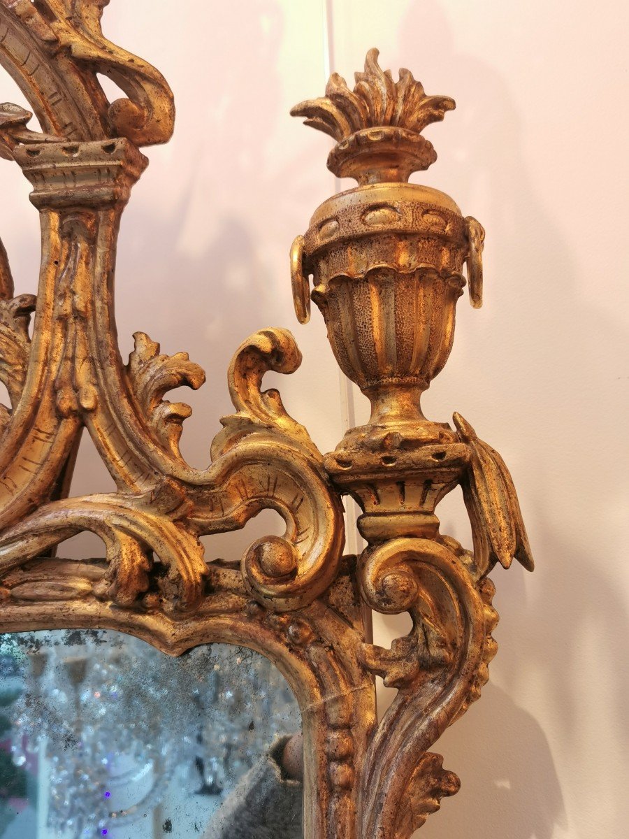 18th Century Italian Mirror In Golden Wood.-photo-1