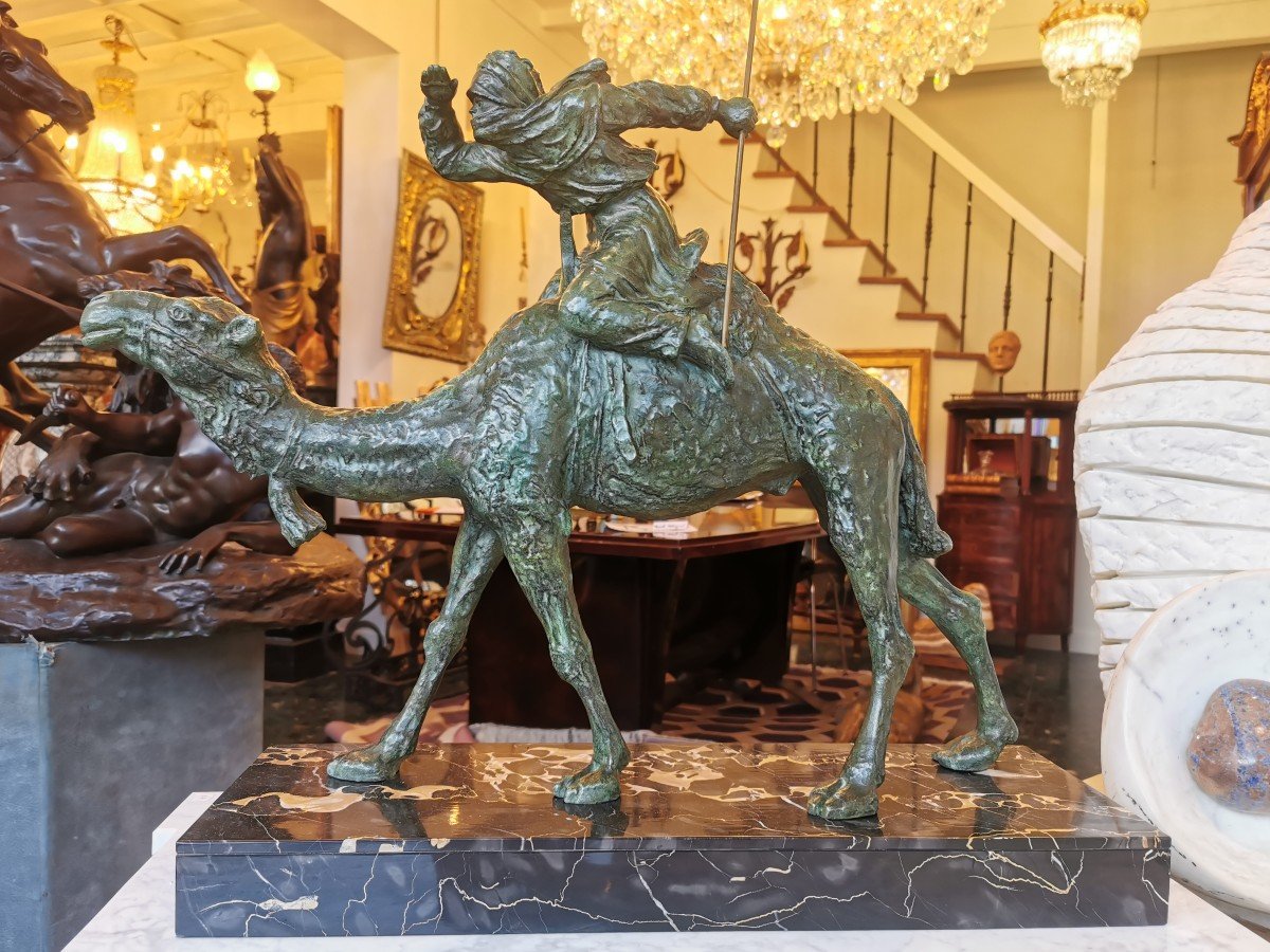 Bronze - Guerrier Arabe Signé « Baret »-photo-4