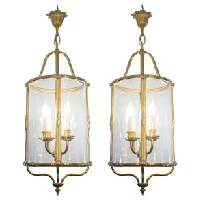 Pair Of L XVI Style Lanterns In Brass From The 1960s 