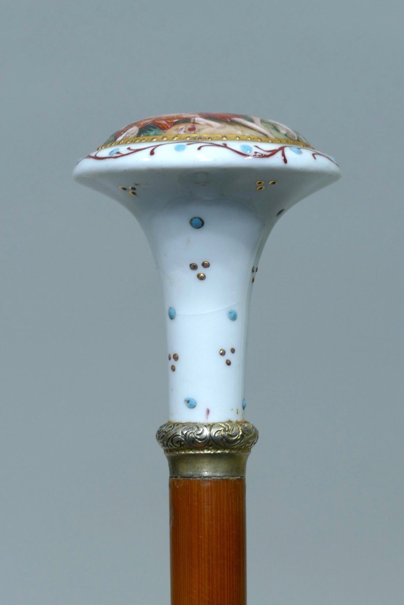 Collection Cane With Porcelain Handle Representing A Gallant Scene-photo-3
