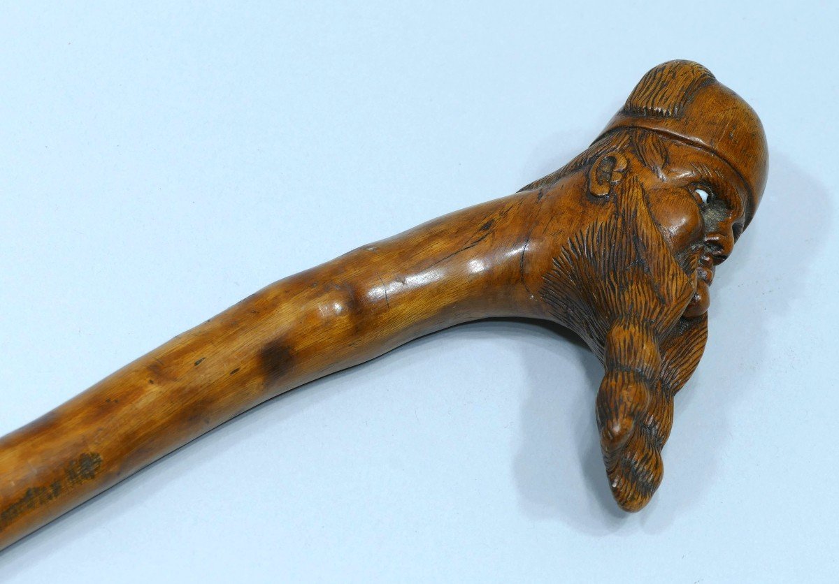 Folk Art Cane Presenting A Man With A Long Beard-photo-4