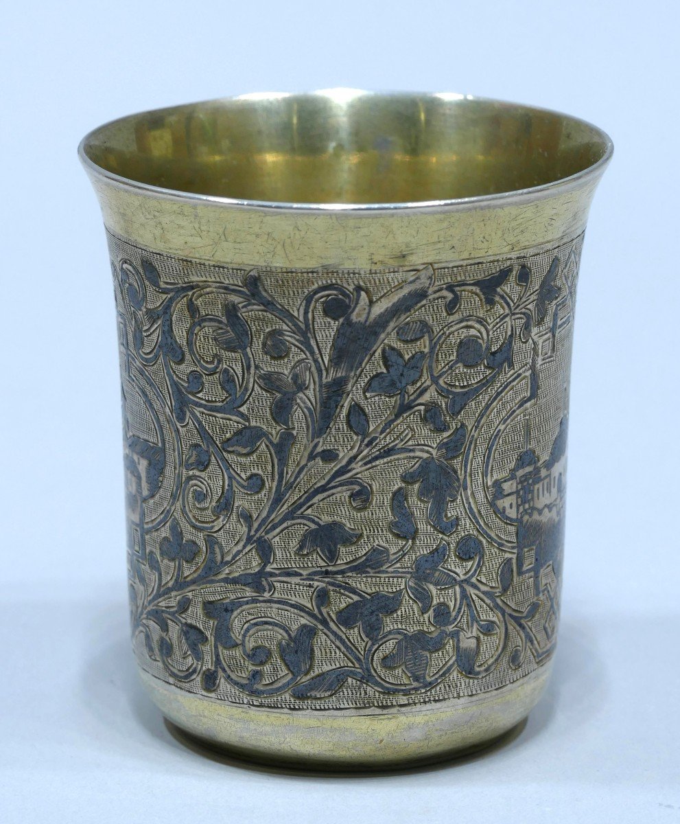 Timbale En Argent Doré Et Niellé Russe, Moscou 1867.-photo-2