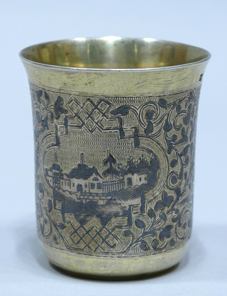 Timbale En Argent Doré Et Niellé Russe, Moscou 1867.-photo-3