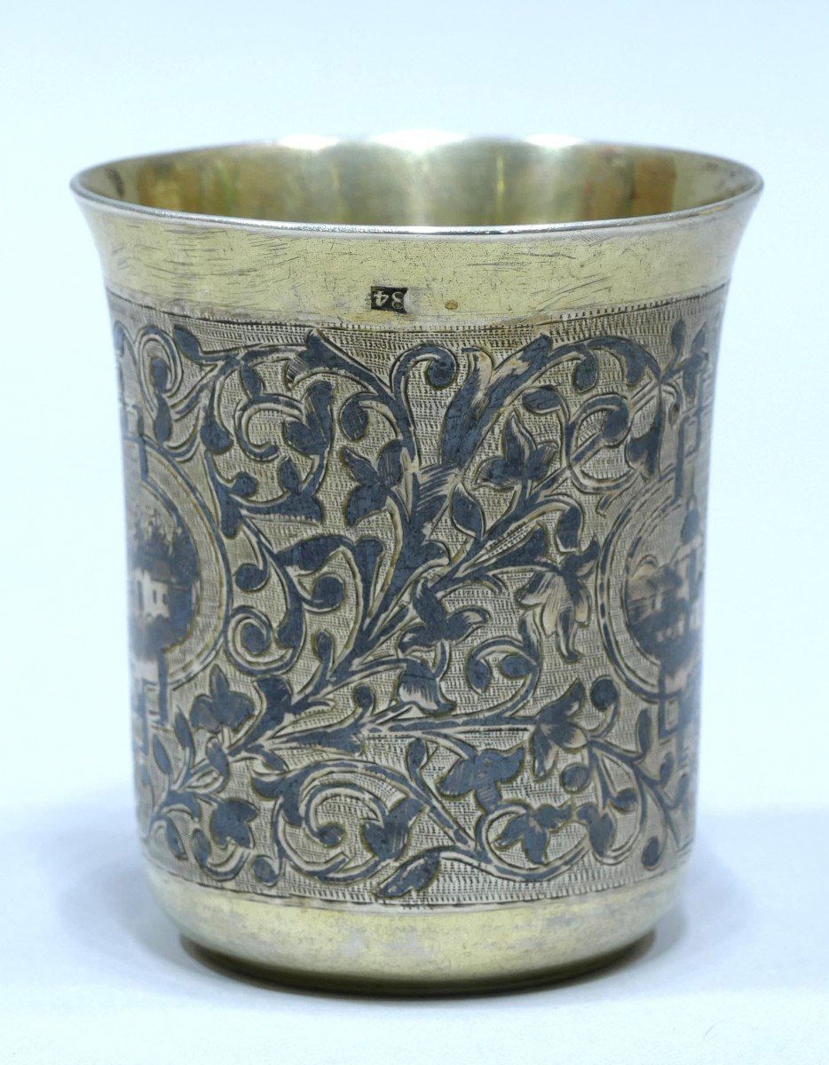 Timbale En Argent Doré Et Niellé Russe, Moscou 1867.-photo-4