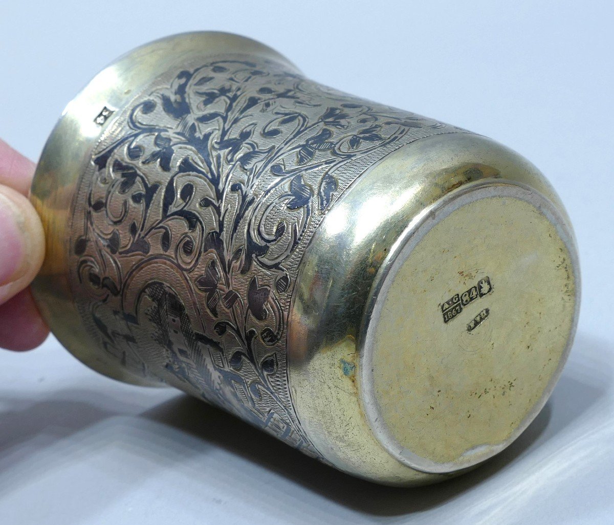 Timbale En Argent Doré Et Niellé Russe, Moscou 1867.-photo-4
