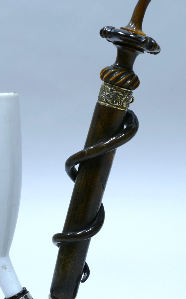 Porcelain Pipe Decorated With A Painted Medallion Representing A Pretty Woman-photo-3