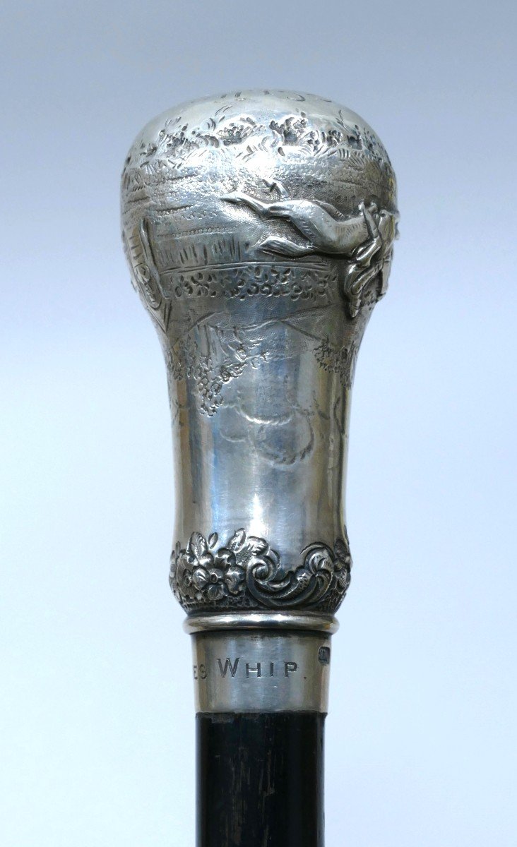 Canne De Collection Avec Pommeau En Argent Avec l'Inscription Malta Racing Club 1908 -photo-1