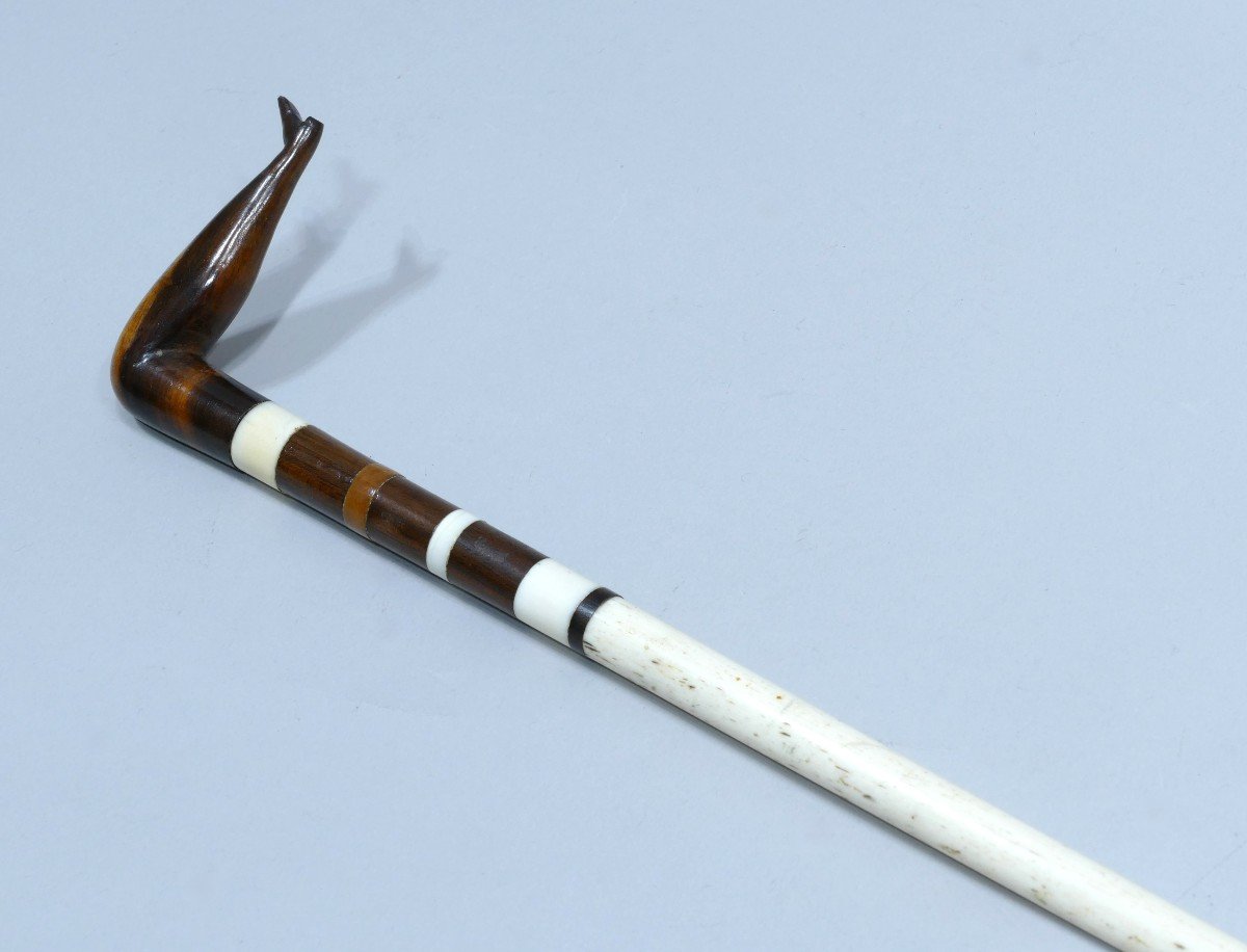 19th Century Cane For A Child Made In Whalebone And Wood.-photo-4