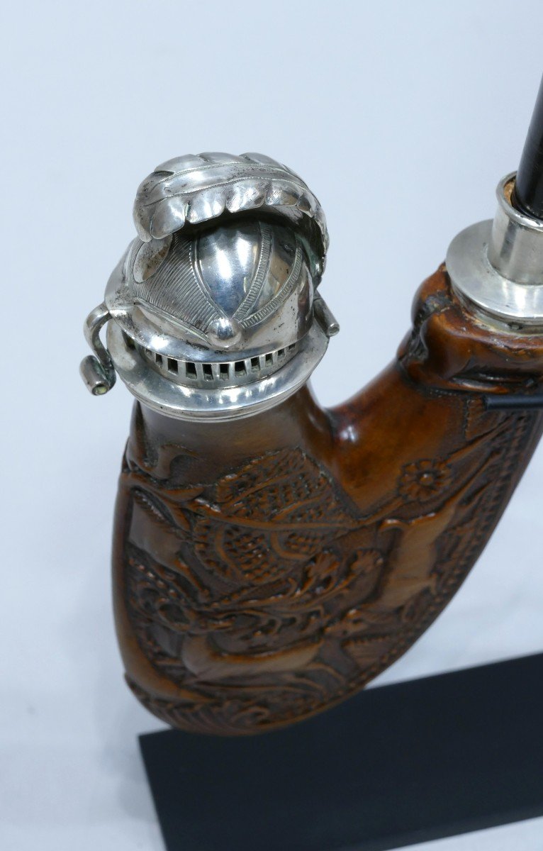 Ulm Type Pipe In Boxwood, Silver, Horn And Ivory Dated To The End Of The 18th Century-photo-2