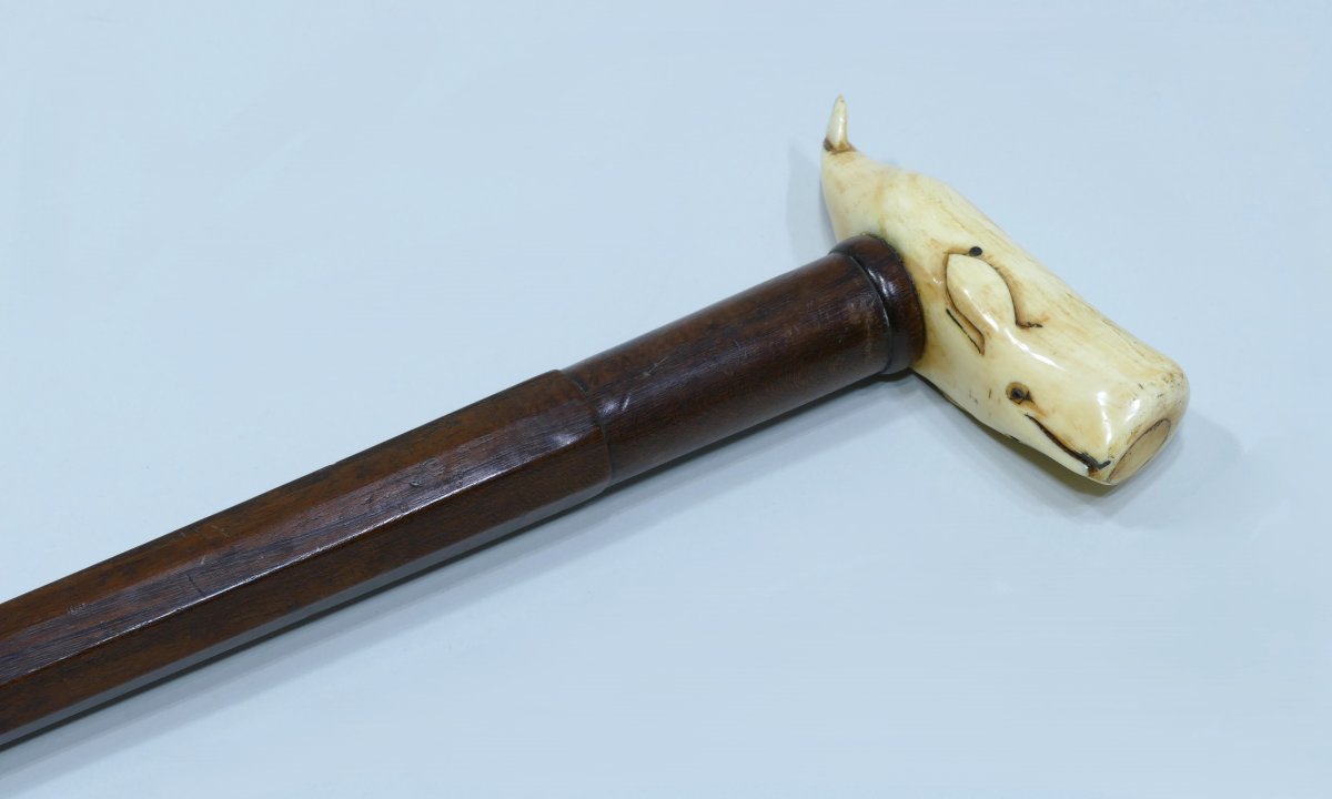 19th Century Sailor's Cane With Sperm Whale Handle-photo-4