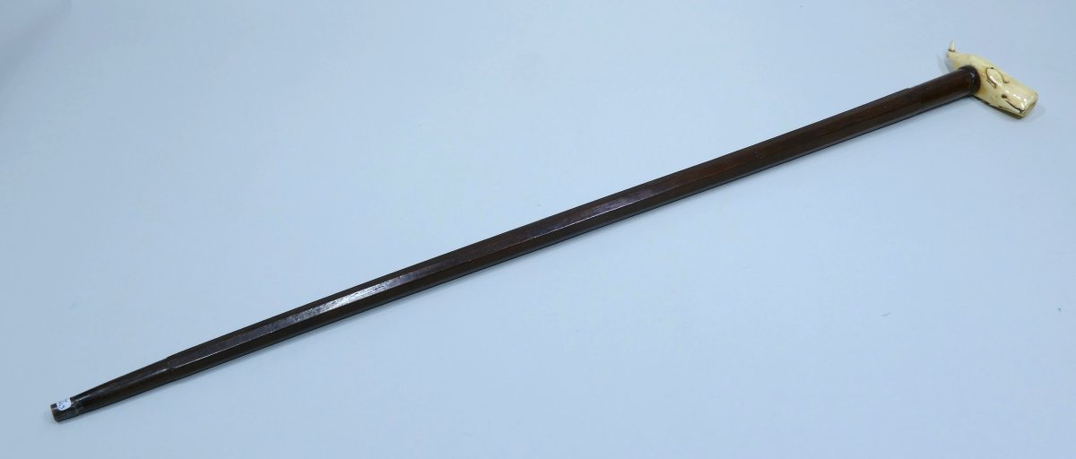 19th Century Sailor's Cane With Sperm Whale Handle-photo-3