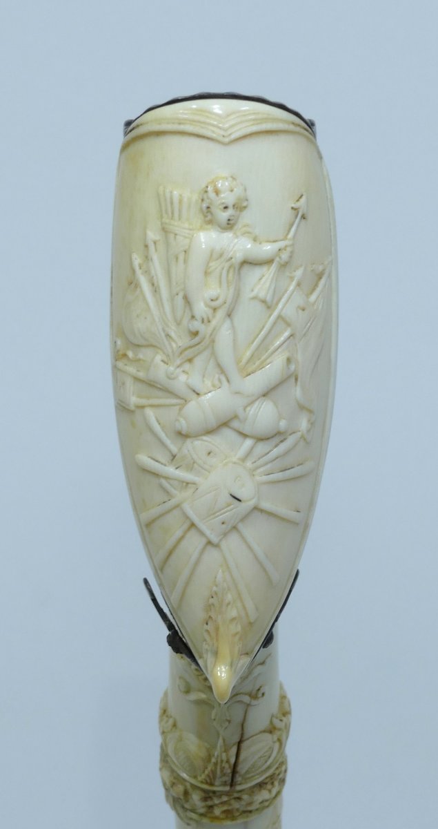 18th Century Ivory Pipe Case With Cupid Decoration-photo-2