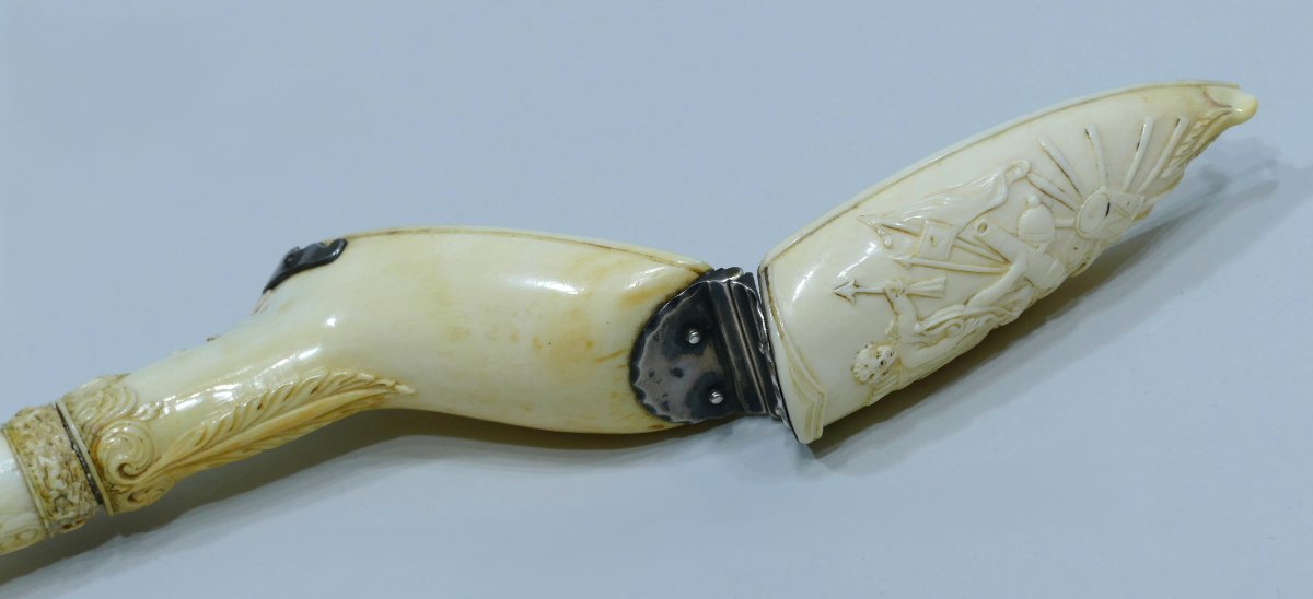 18th Century Ivory Pipe Case With Cupid Decoration-photo-3