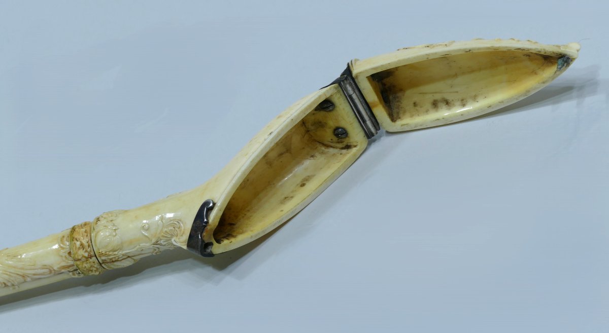 18th Century Ivory Pipe Case With Cupid Decoration-photo-5