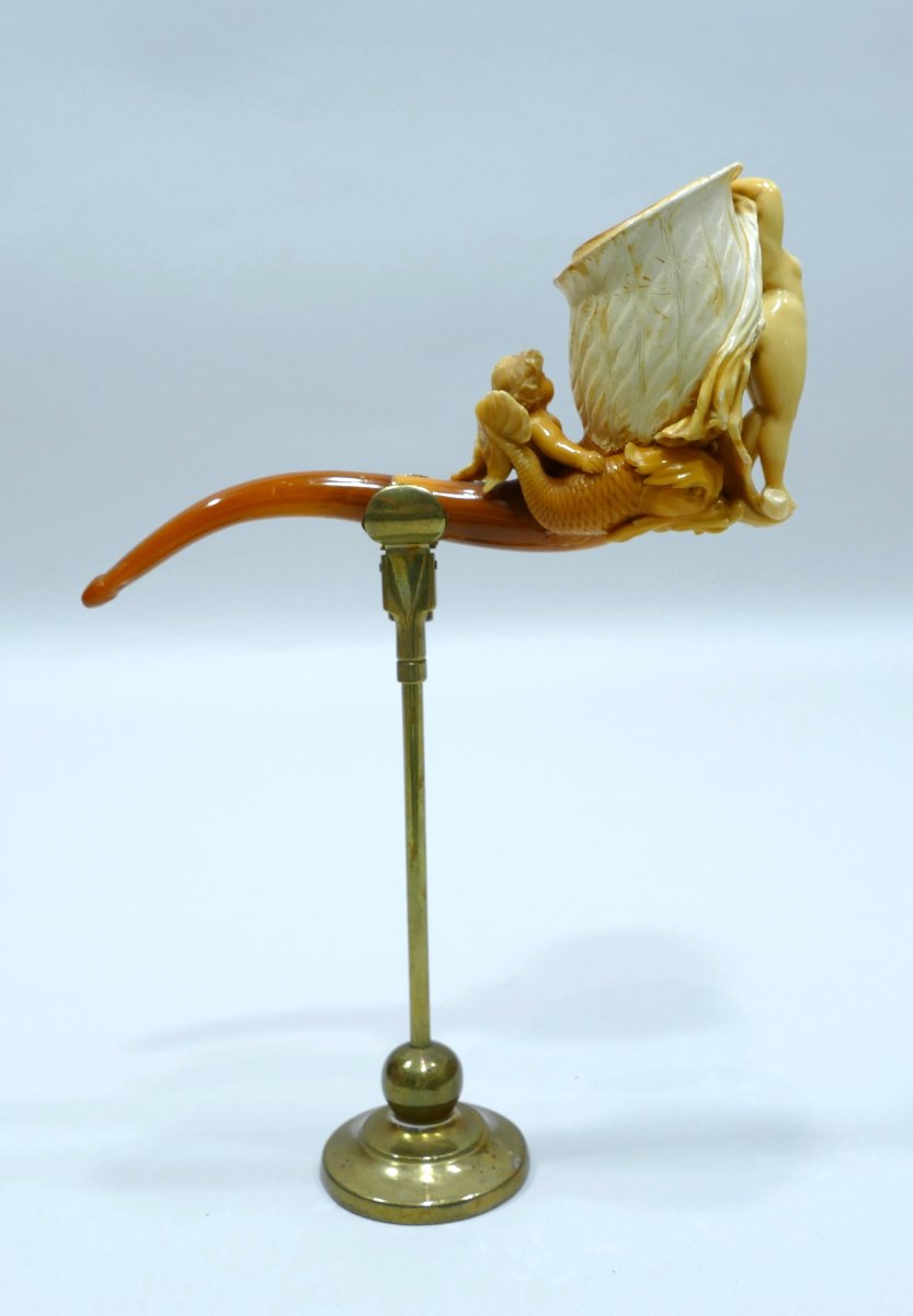 Meerschaum Pipe Representing Venus Surrounded By An Angel And Two Tritons-photo-4
