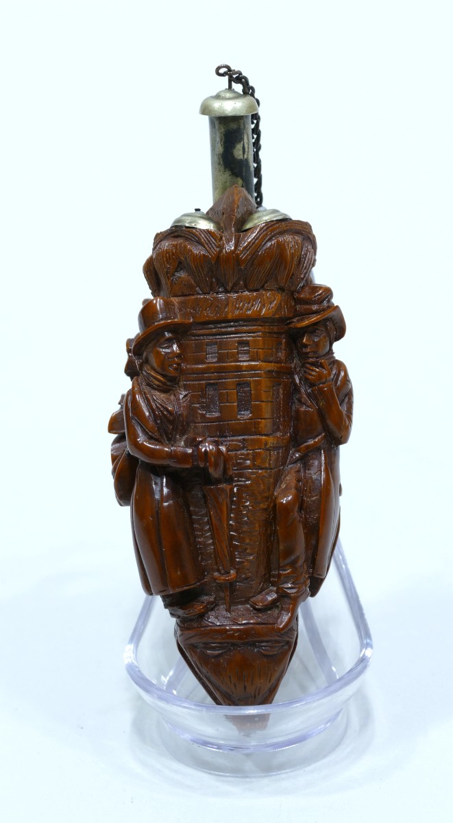 Corozo Snuffbox Depicting Two Men Dressed In Period Costume