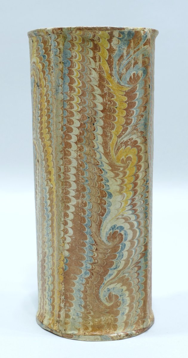 Mid-18th Century Cardboard Hourglass Covered With Hand-painted Paper-photo-4