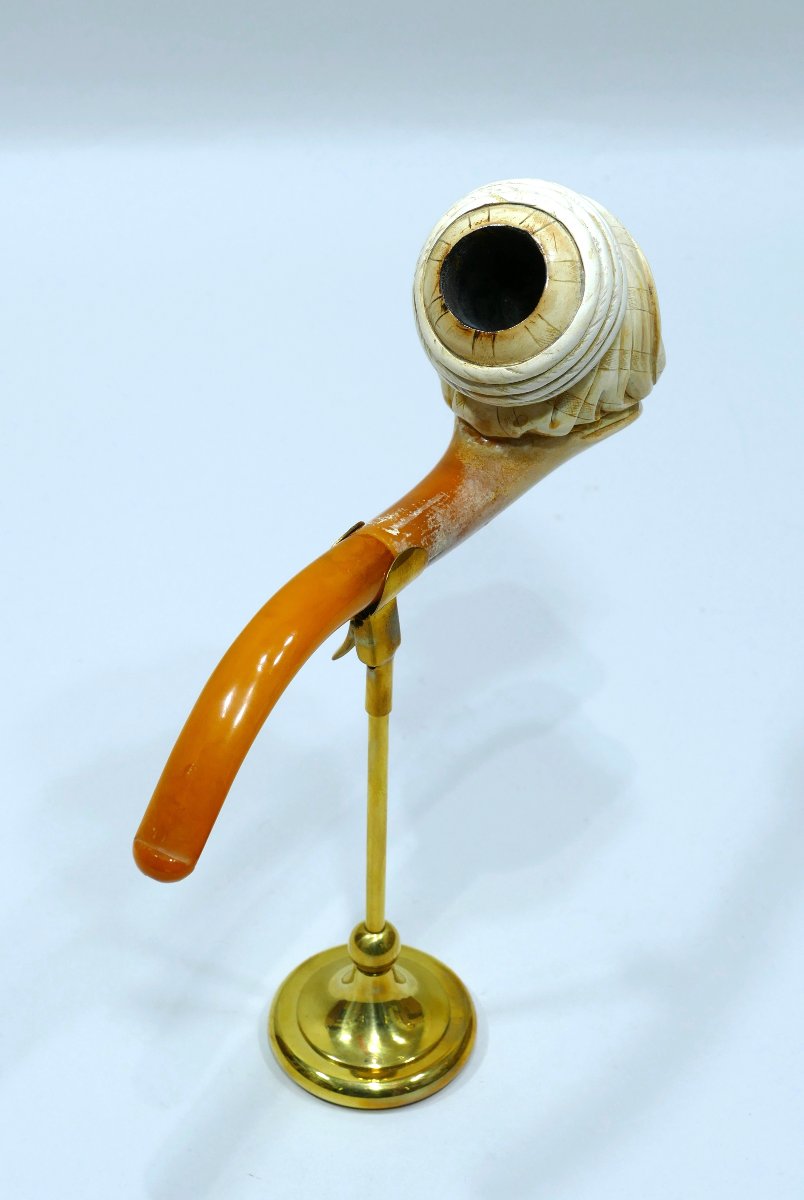 Pipe en écume de mer représentant un touareg ex collection du musée de la Seita-photo-3
