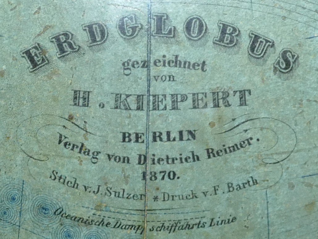 Terrestrial Globe Signed Kiepert Berlin Dated 1870-photo-1