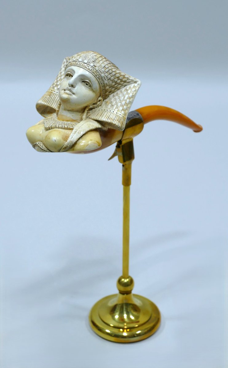 Late 19th Century Meerschaum Pipe Representing An Egyptian Woman-photo-2